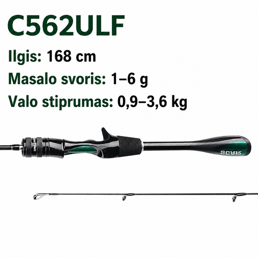 Ultra-Light anglies pluošto spiningas (1.68m / 1.80m)