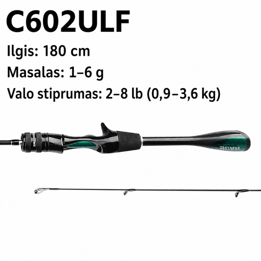 Ultra-Light anglies pluošto spiningas (1.68m / 1.80m)