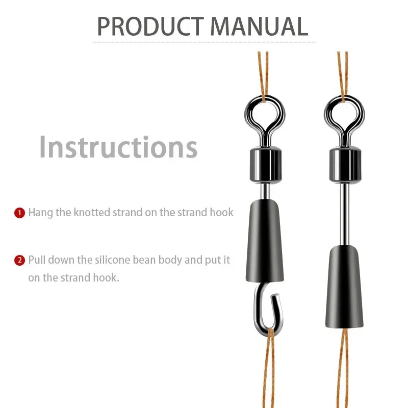 30/50pcs Bearing Swivel Fishing Connector Stainless Steel Carp Fishing Accessories Snap Fishhook Lure Solid Ring Swivel Tackle