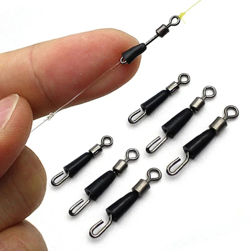 30/50pcs Bearing Swivel Fishing Connector Stainless Steel Carp Fishing Accessories Snap Fishhook Lure Solid Ring Swivel Tackle