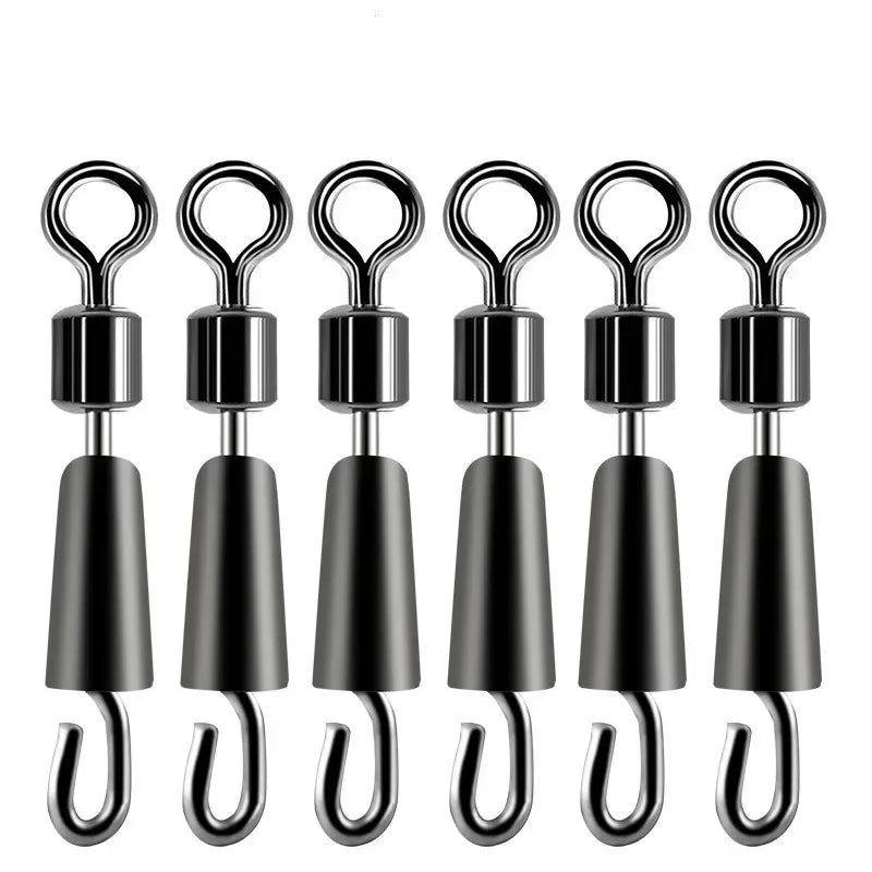 30/50pcs Bearing Swivel Fishing Connector Stainless Steel Carp Fishing Accessories Snap Fishhook Lure Solid Ring Swivel Tackle
